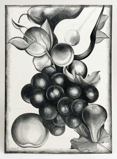 Lowell Nesbitt - Untitled (Still Life with Avocados, Apples, and Grapes)