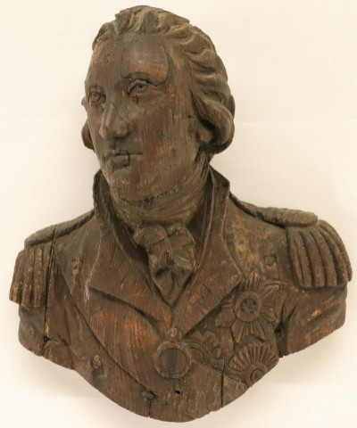 Image for Lot Carved Wood Bust, poss. Washington, 19th C.
