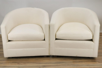 Image for Lot Pair Contemporary Upholstered Tub Chairs