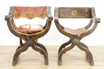 Image for Lot 2 Italian Baroque Curule Style Chairs