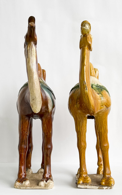 Two Chinese Sancai Glazed Figures of Camels