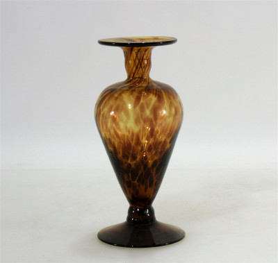 Image for Lot Brown Striped Blown Glass Bottle Vase
