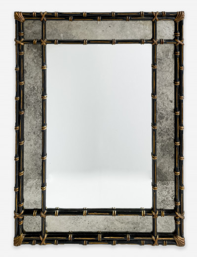Image for Lot English Parcel Gilt Faux-Bamboo Mirror