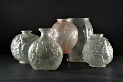 Image for Lot Five Art Deco Acid Etched Glass Vases