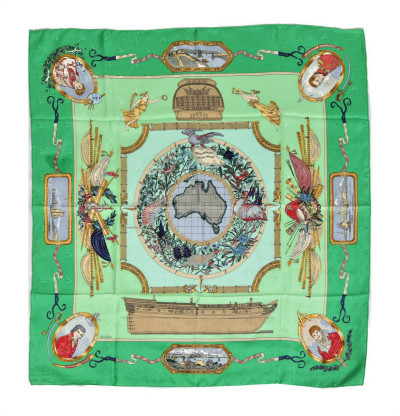 Image for Lot Hermes Le Geographe Silk Scarf
