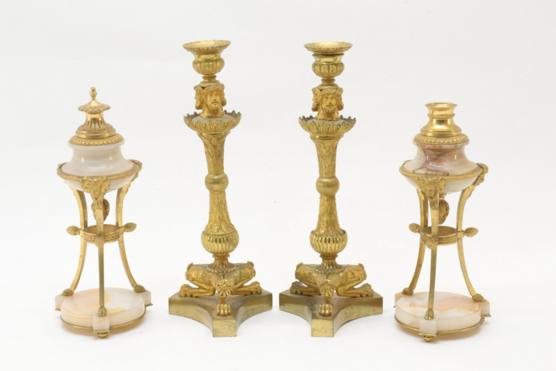 Image 1 of lot 2 Pair French Gilt Bronze Candlesticks 19th C