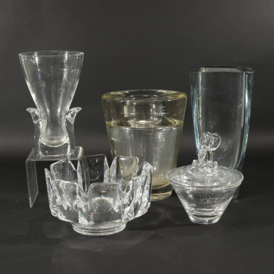 Image for Lot 5 Modern Glass Vases, Bowls; Steuben, Orrefors