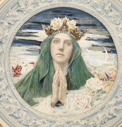 Edgar Maxence - Jeune Fille à la Couronne de Roses (Girl with a Crown of Roses)