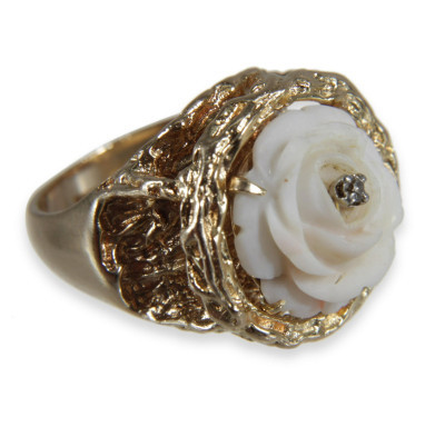 Image for Lot 14k Gold Carved Flower Ring