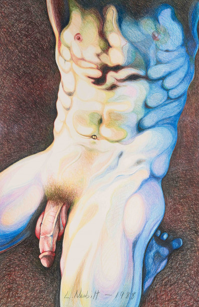 Lowell Nesbitt - Male Nude in Blues