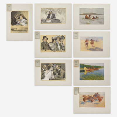 Image for Lot Frederic Remington - Group, four (4) Western scenes and four (4) Gibson Girls