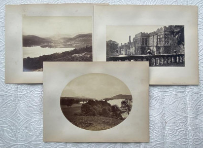Image 1 of lot 3 UK photos. Lake Windermere & Haddon Hall c.1870