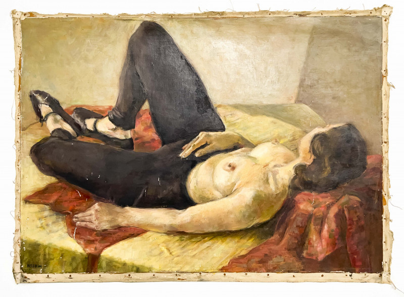 Lowell Nesbitt - Untitled (Figure on a Bed)