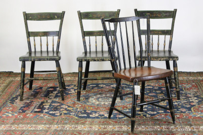 Image for Lot 3 Late Federal Stenciled Side Chairs & 1 Hitchcock