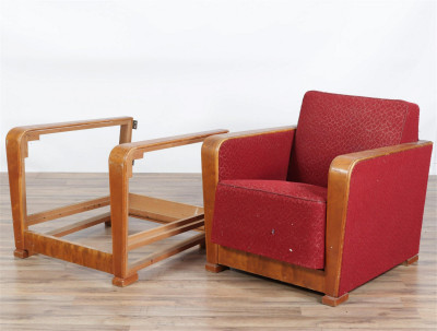 Image for Lot Pair Art Deco Maple Club Chairs, c.1930