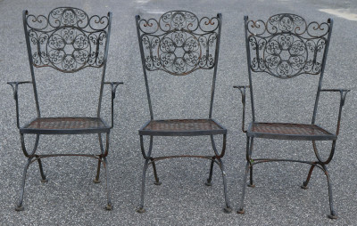 Image 2 of lot 3 Highback Wrought Iron Chairs
