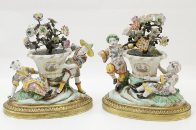 Image for Lot Pair French Figural Groups prob Sampson 19th C