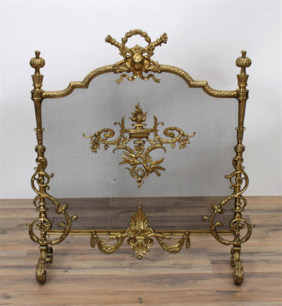 Image for Lot Louis XVI Style Gilt Brass Fire Screen