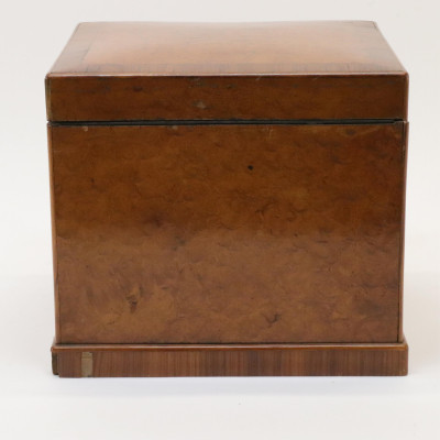 Image 4 of lot 19th C Burled Wood Tantalus / Cigar Box