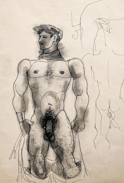 Jean Cocteau - Standing Nude and Portrait Sketches (double-sided)
