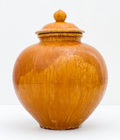 Chinese Amber Glazed Ceramic Jar and Cover