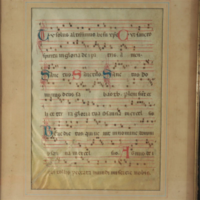 Image 2 of lot 2 Framed Gregorian Hymnal Music Sheets