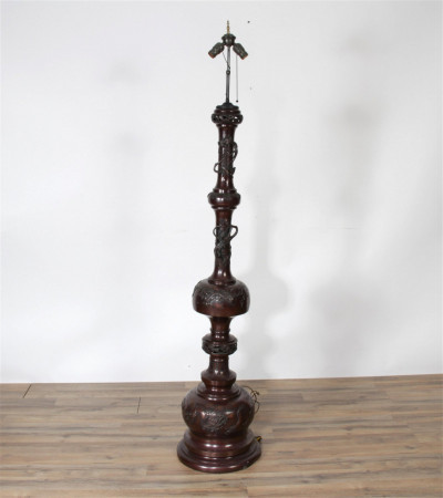 Image for Lot Tall Japanese Bronze Lampstand