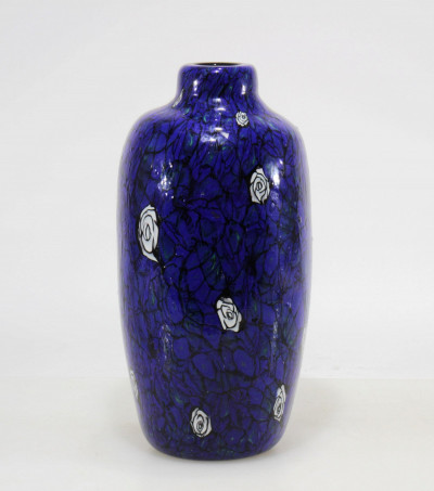 Image for Lot Vittorio Ferro - Blue Flower Glass Vase