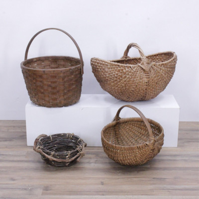 Image for Lot Vintage Splint Gathering Baskets