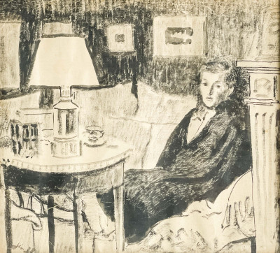 Image for Lot Jean Hugo - Sketch of Young Man in Salon