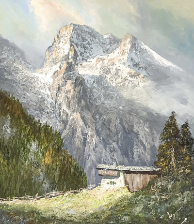 Title Herbert August Uerpmann - Untitled (Mountains Scene) / Artist