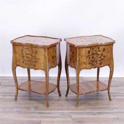 Image for Lot Pair of Louis XVI Style Marquetry Table de Nuit