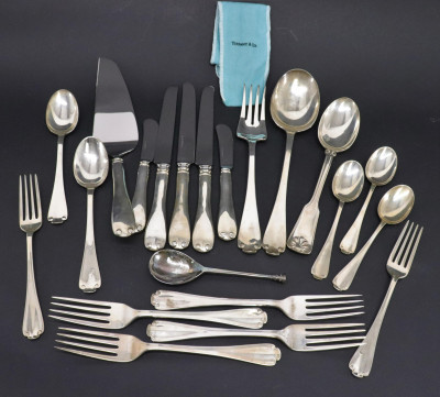Image for Lot Tiffany Sterling Flatware, Flemish/Shell &amp; Thread