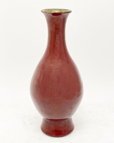 Image for Lot Chinese Copper Red Glazed Pear Form Vase