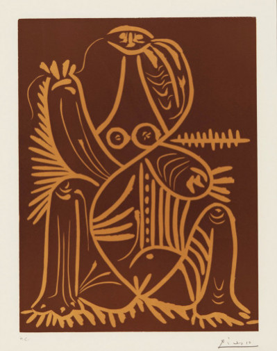 Pablo Picasso  Diurnes (femme assise en pyjama de plage II)/ (Woman sitting on the beach in Pyjamas II)