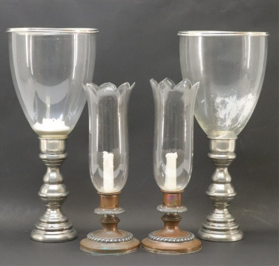 Image for Lot 4 Candlesticks; Pair Artale Pewter Hurricanes