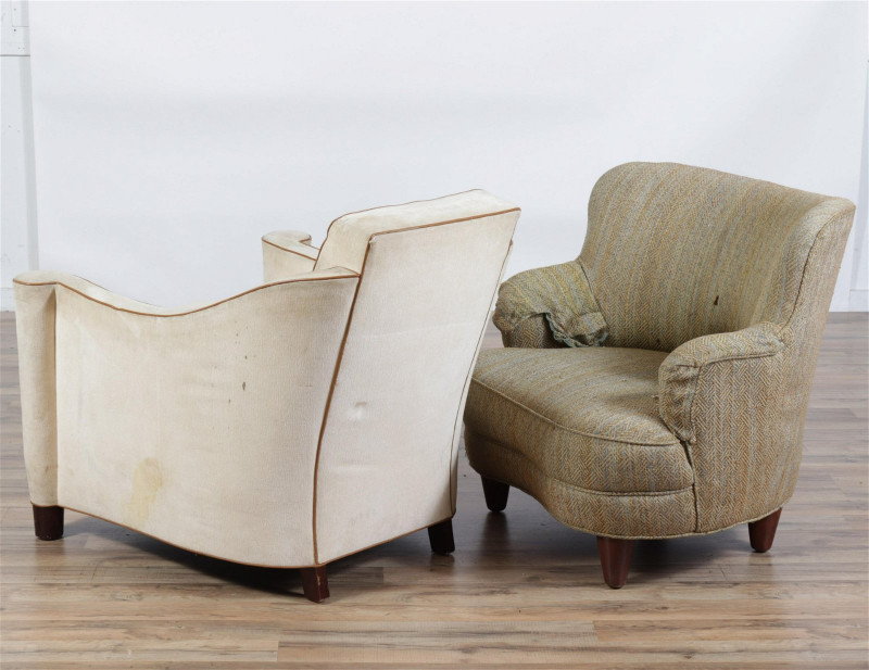 Image 4 of lot 2 Art Deco Beechwood & Mahogany Club Chairs