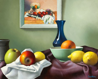 Image for Lot Christopher Cawthorn - Still Life with Blue Vase