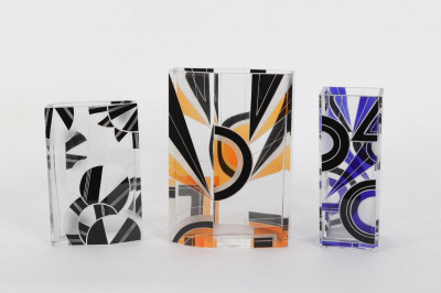 Image for Lot Group of Czech Art Deco Enameled Vases