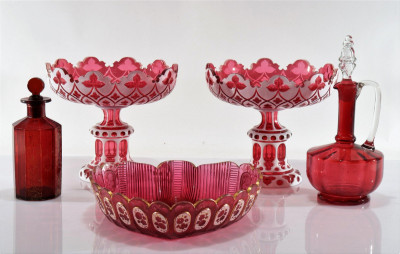 Title Bohemian Gilt Ruby to Clear Glass Tableware / Artist