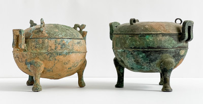 Image for Lot Two Chinese Bronze Tripod Vessels and Covers, Ding