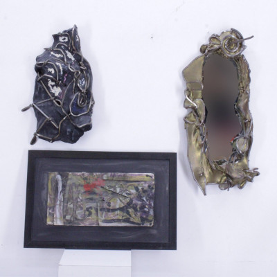 Image for Lot Cal Thompson Resin & Iron Mirror & 2 Reliefs