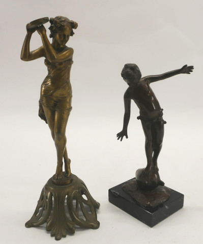 Image for Lot 2 Bronze Figures, Tambourine Girl & Boy