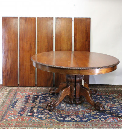 Image for Lot 19C Amer. Mahogany Dining Table Paw & Ball Feet