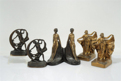 Image for Lot Three Pairs of Vintage Female Figural Bookends