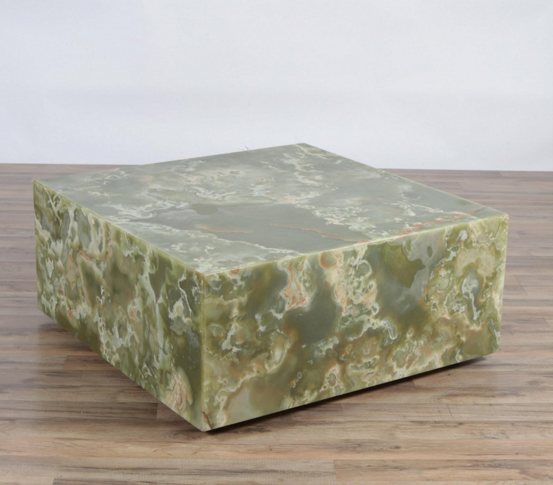 Image 1 of lot 1970s American Green Onyx Coffee Table
