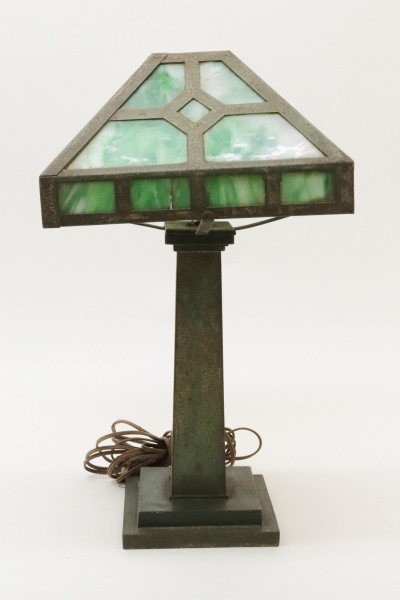 Image for Lot Arts  Crafts Slag Glass Lamp