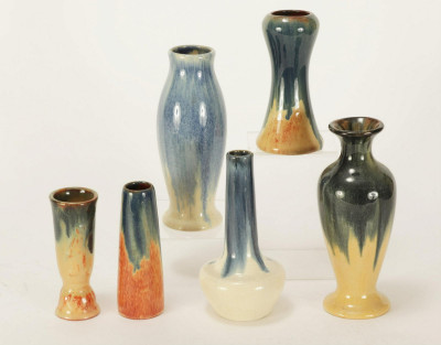 Image for Lot Muncie - Six Drip Glazed Pottery Vases