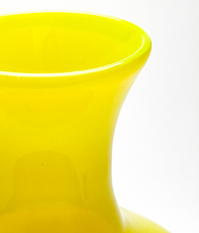 Tall Italian Yellow Opalino Glass Vase