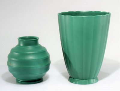 Image for Lot Keith Murray for Wedgewood - Green Pottery Vases
